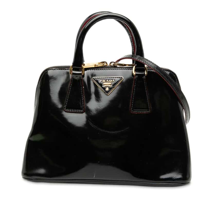 Prada Small Spazzolato Promenade Satchel Black Leather Good condition - Front View