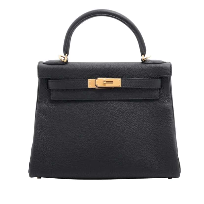 Hermès Togo Kelly II Retourne 28 Black Leather Good condition - Front View