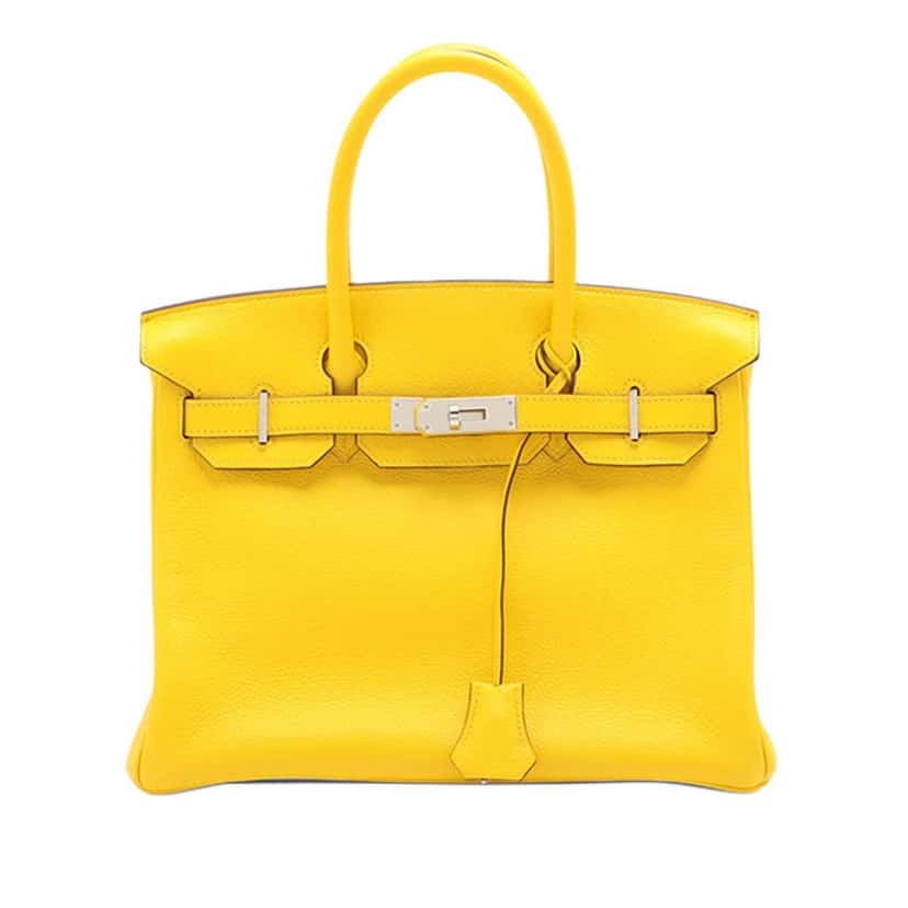 Hermès Clemence Birkin Retourne 30 Yellow Leather Good condition - Front View