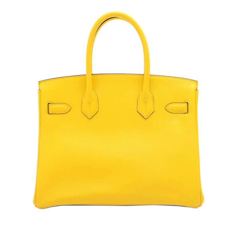 Hermès Clemence Birkin Retourne 30 Yellow Leather Good condition - Back View