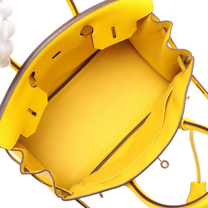 Hermès Clemence Birkin Retourne 30 Yellow Leather Good condition - Inside View