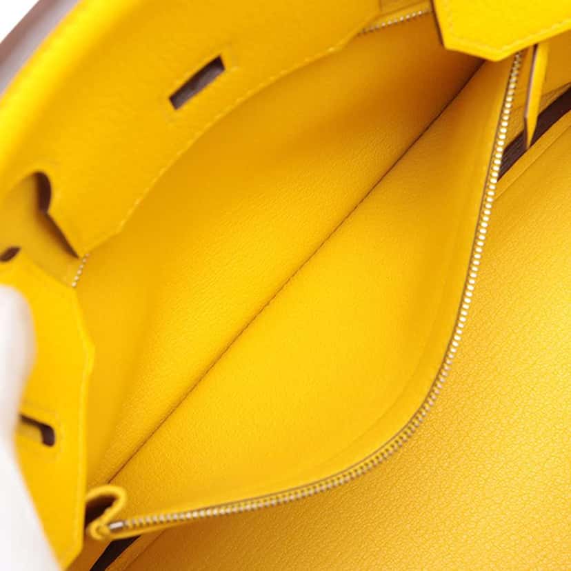 Hermès Clemence Birkin Retourne 30 Yellow Leather Good condition - Box View