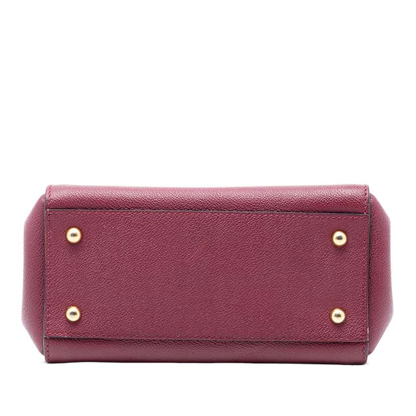 Burberry Small Grained Leather Buckle Tote Red Leather Good condition - Inside View