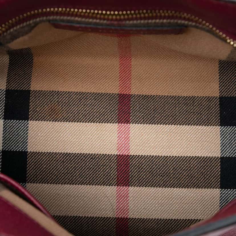 Burberry Small Grained Leather Buckle Tote Red Leather Good condition - Model View