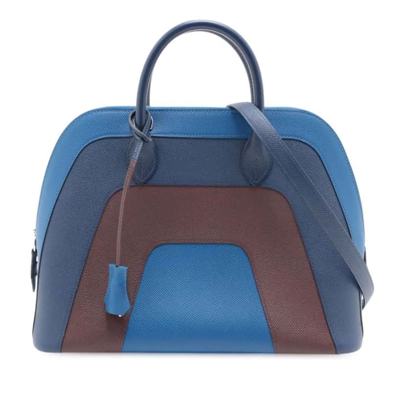 Hermès Epsom Rainbow Bolide 1923 30 Blue Leather Good condition - Front View