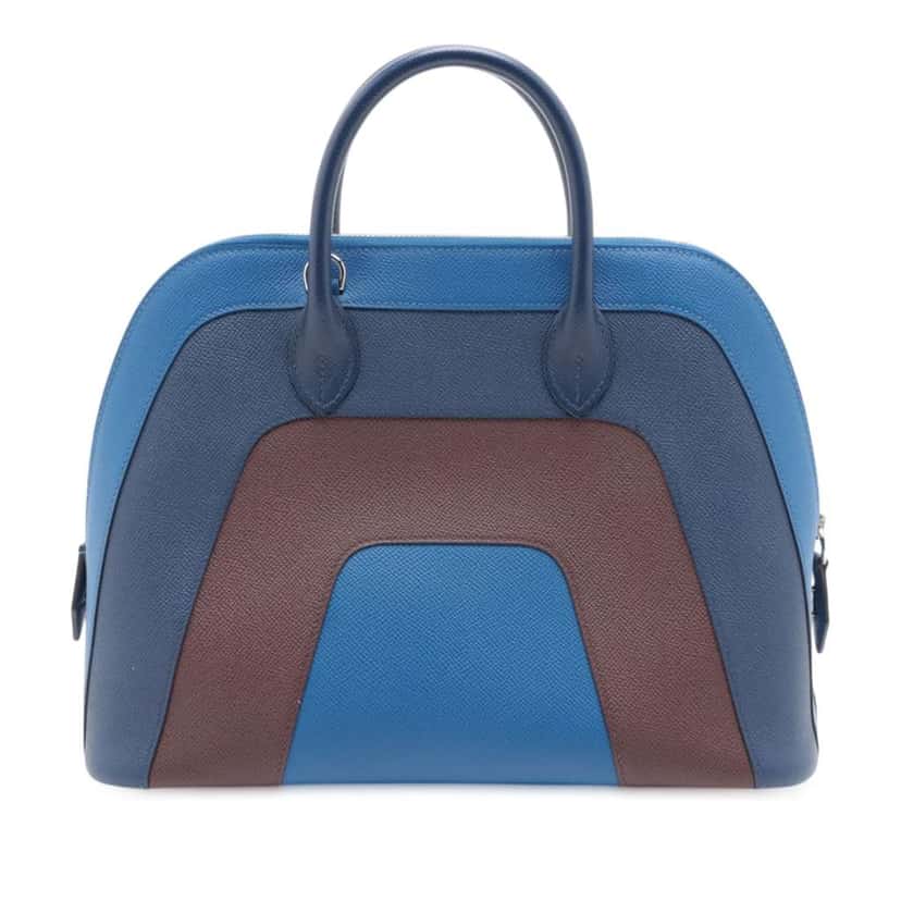 Hermès Epsom Rainbow Bolide 1923 30 Blue Leather Good condition - Back View