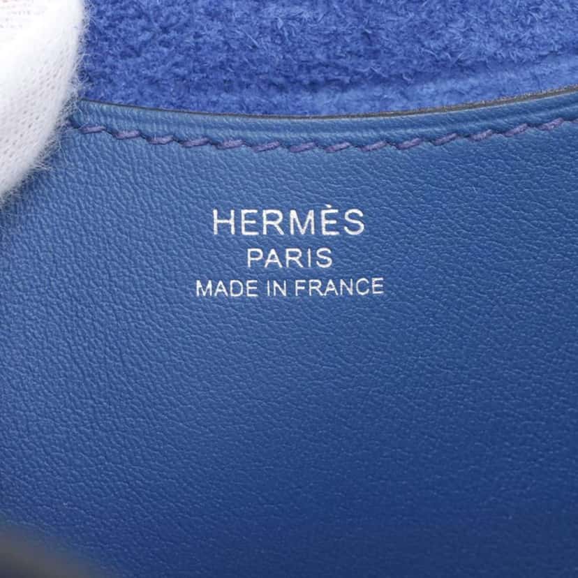 Hermès Clemence and Swift In The Loop 18 Blue Leather Good condition - Box View