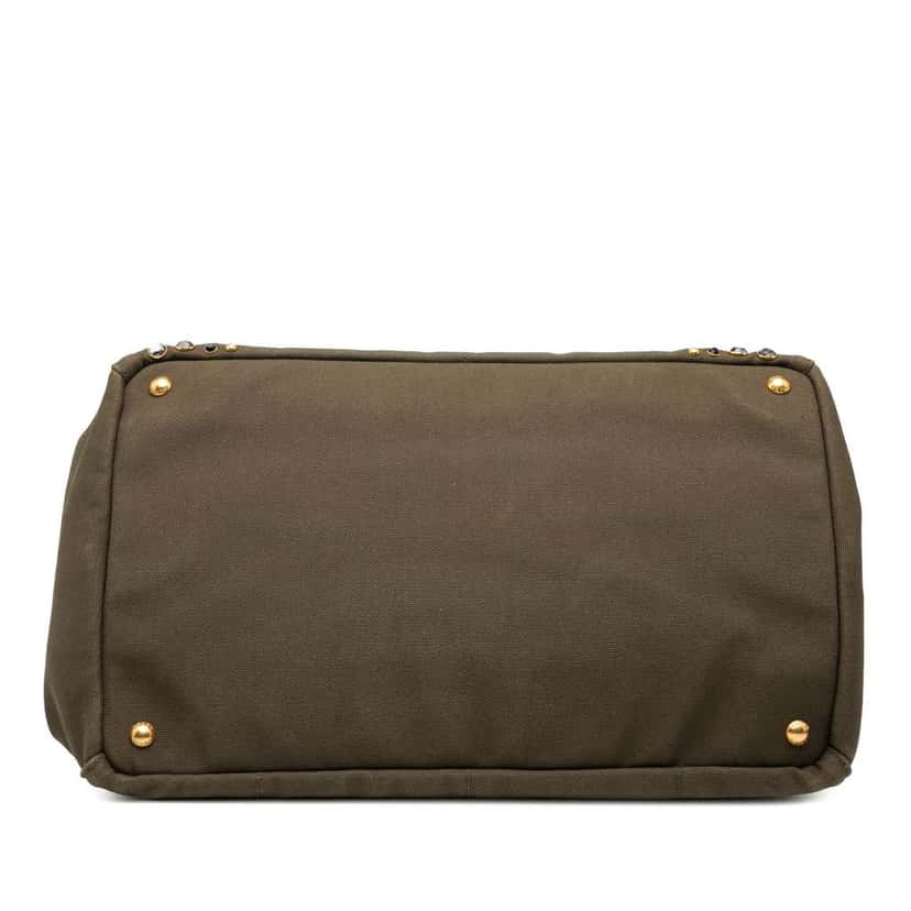 Prada Large Canvas Canapa Bijoux Satchel Green Canvas Good condition - Inside View
