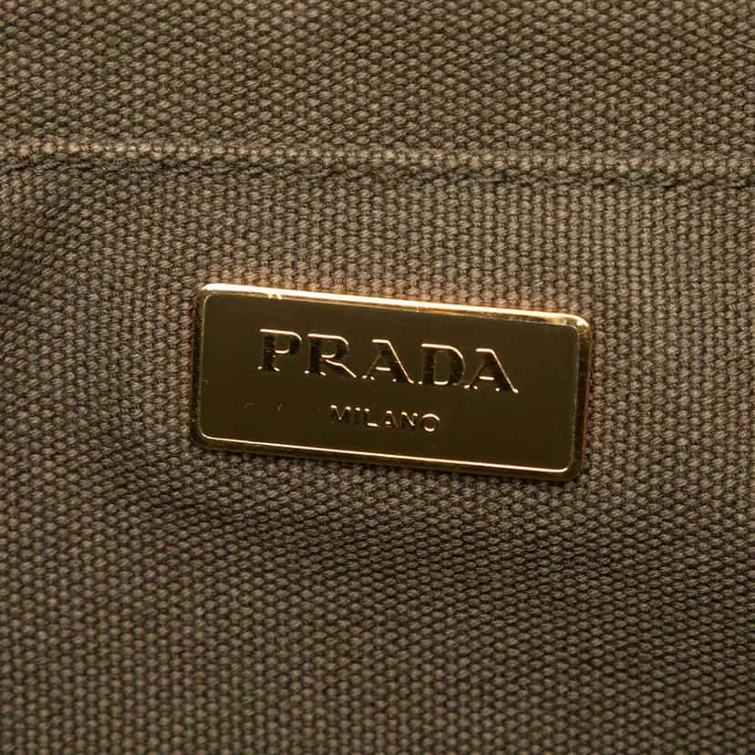 Prada Large Canvas Canapa Bijoux Satchel Green Canvas Good condition - Box View