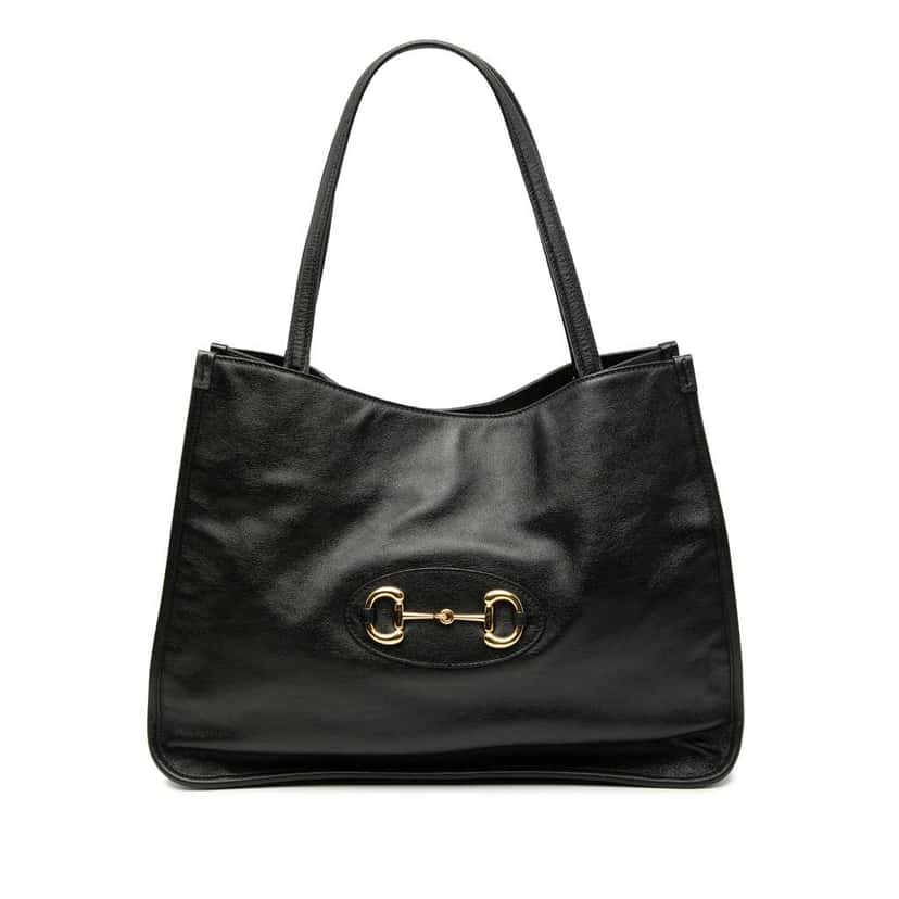 Gucci Medium Leather Horsebit 1955 Tote Black Leather Good condition - Front View