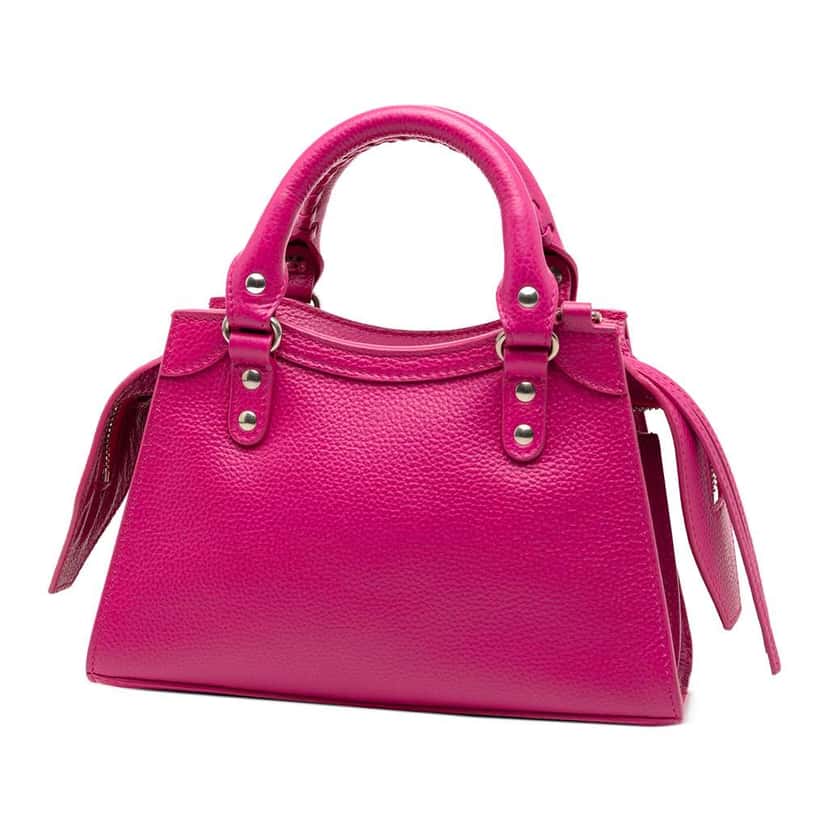 Balenciaga Mini Grained Calfskin Motocross Neo Classic City Satchel Pink Leather Very good condition - Back View