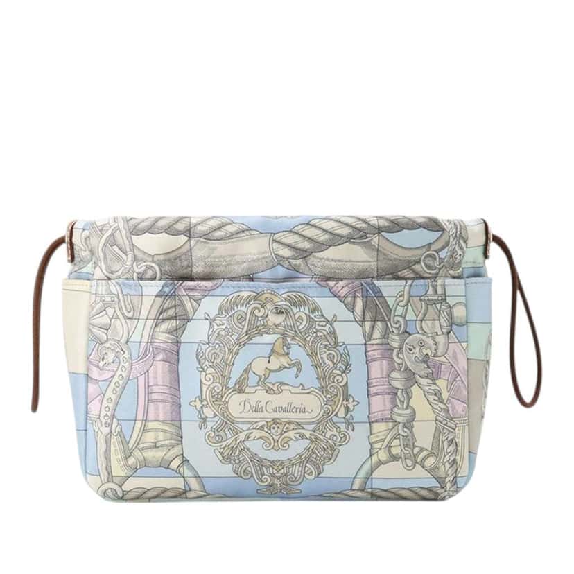 Hermès Silk Della Cavalleria Print Fourbi Pouch 20 Blue Silk Good condition - Front View