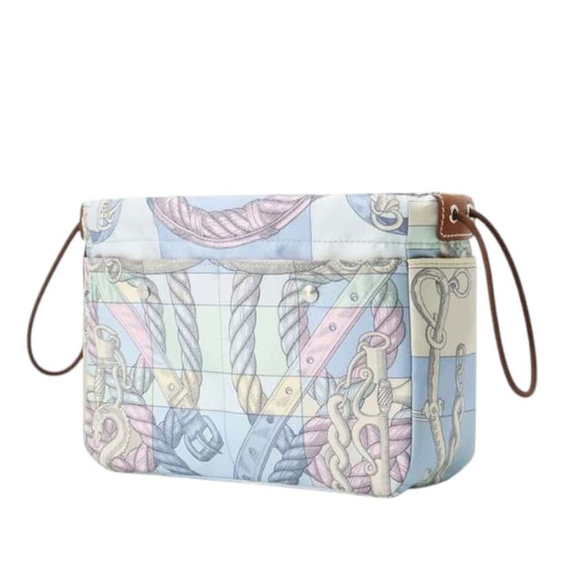 Hermès Silk Della Cavalleria Print Fourbi Pouch 20 Blue Silk Good condition - Back View