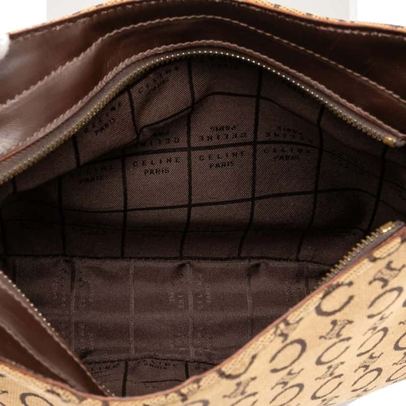 Celine C Macadam Canvas Shoulder Bag Brown Canvas Good condition - Model View