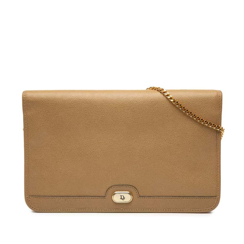 Dior Leather Chain Crossbody Brown Leather Good condition - Front View
