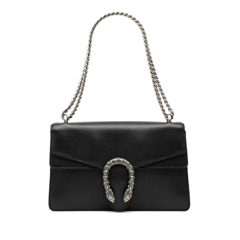 Gucci Small Leather Dionysus Shoulder Bag Black Leather Good condition - Front View