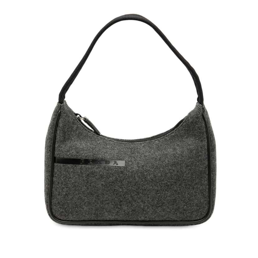 Prada Wool Sport Shoulder Bag Grey Wool Good condition - Front View