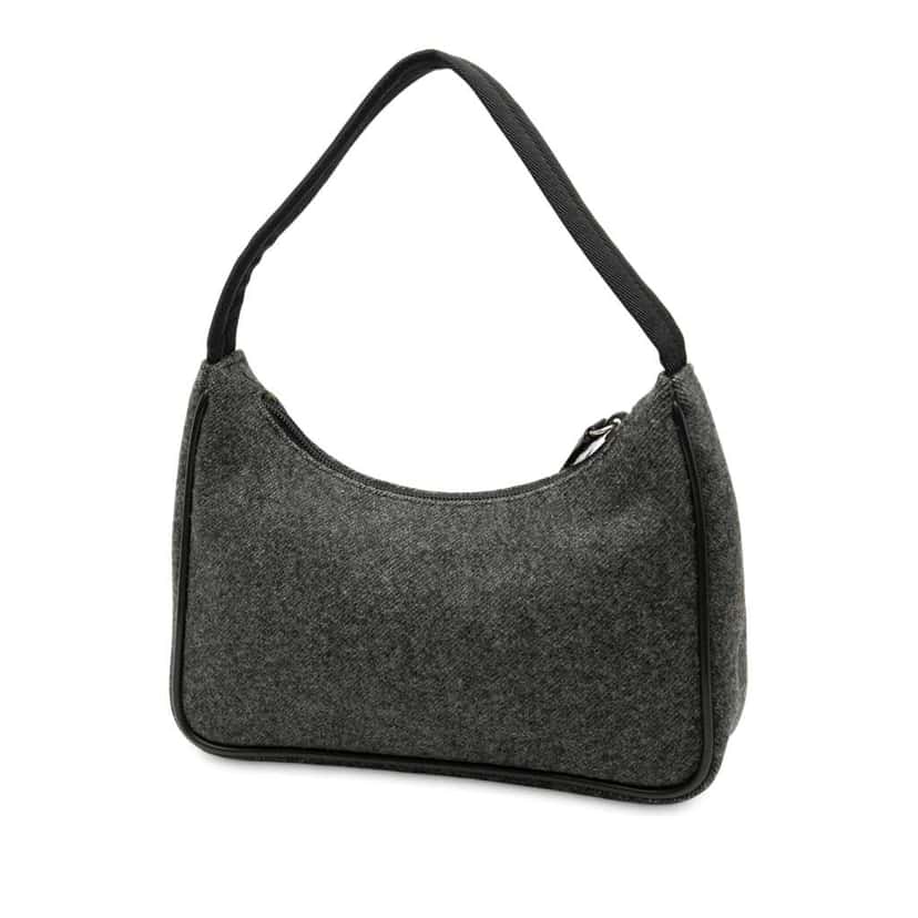 Prada Wool Sport Shoulder Bag Grey Wool Good condition - Back View