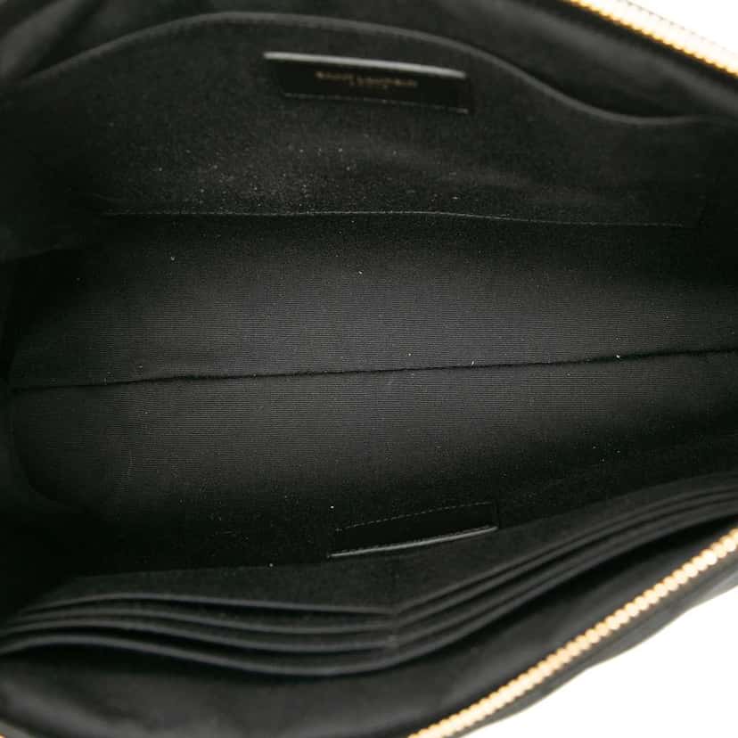 Saint Laurent Quilted Chevron Leather Monogram Document Holder Black Leather Good condition - Model View