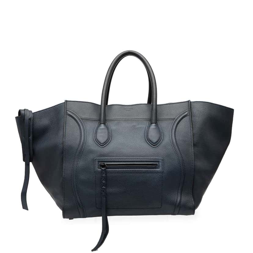 Celine Large Grained Calfskin Phantom Luggage Tote Blue Leather Good condition - Front View