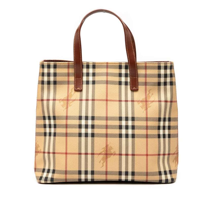 Burberry Haymarket Check Coated Canvas Tote Brown Canvas Good condition - Front View