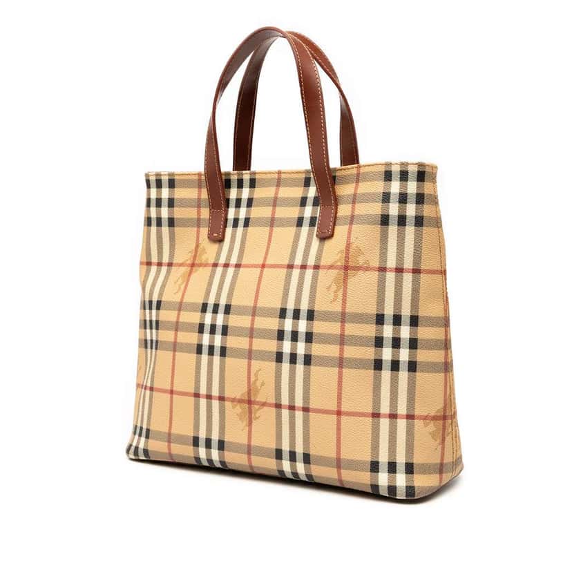 Burberry Haymarket Check Coated Canvas Tote Brown Canvas Good condition - Back View