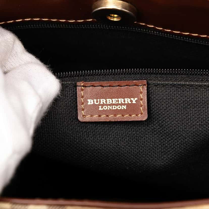 Burberry Haymarket Check Coated Canvas Tote Brown Canvas Good condition - Box View