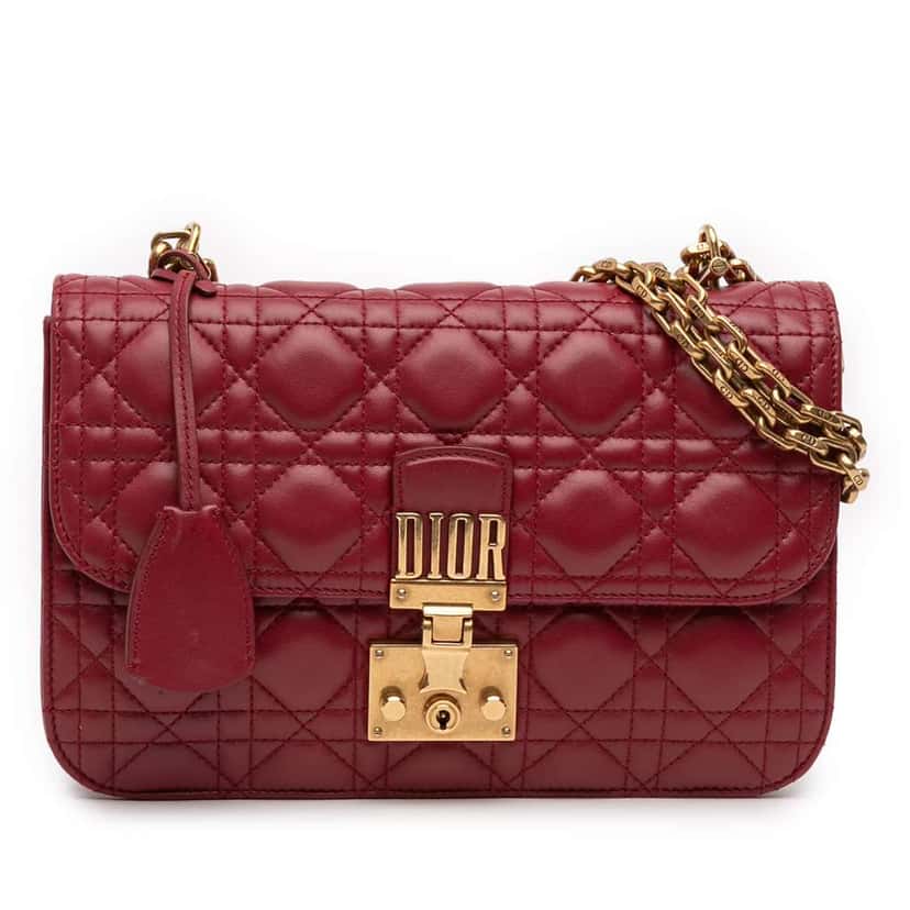 Dior Medium Lambskin Cannage DiorAddict Flap Red Leather Good condition - Front View