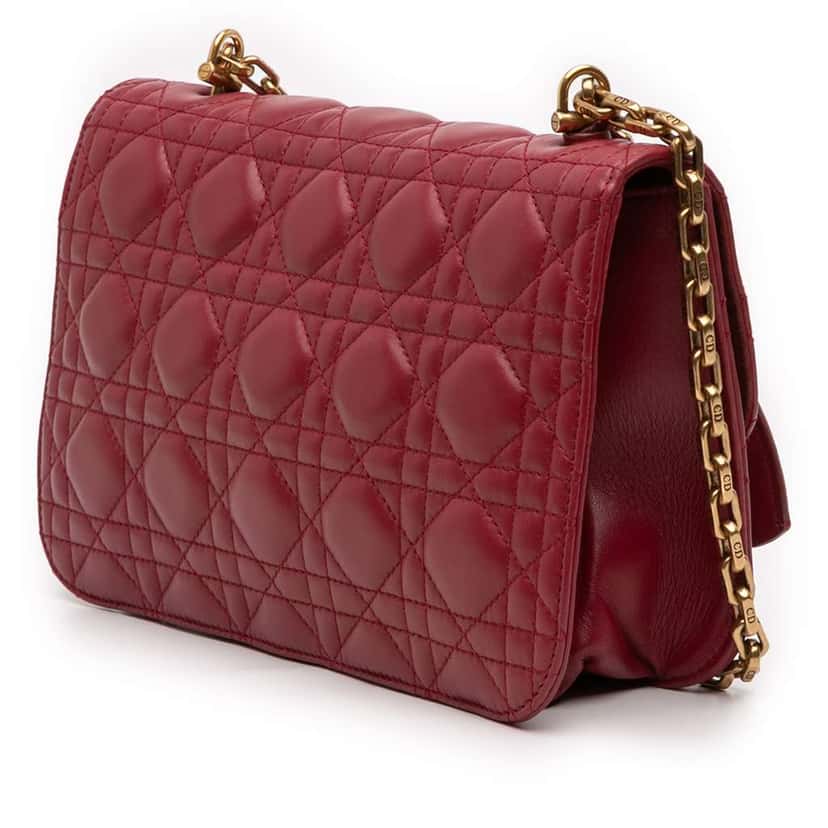 Dior Medium Lambskin Cannage DiorAddict Flap Red Leather Good condition - Back View