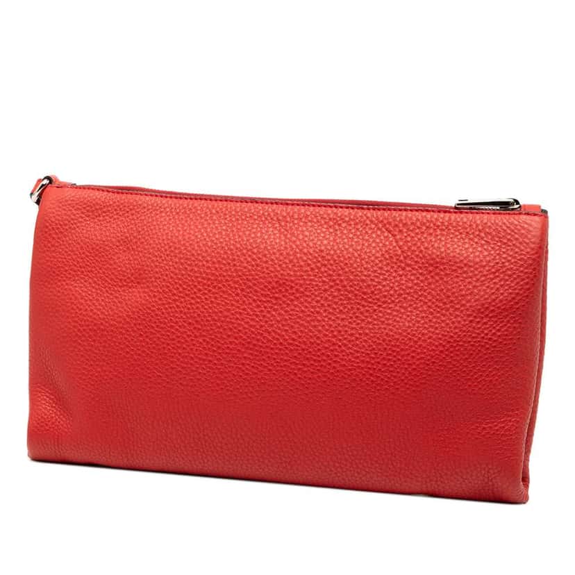 Prada Vitello Daino Clutch Red Leather Good condition - Back View