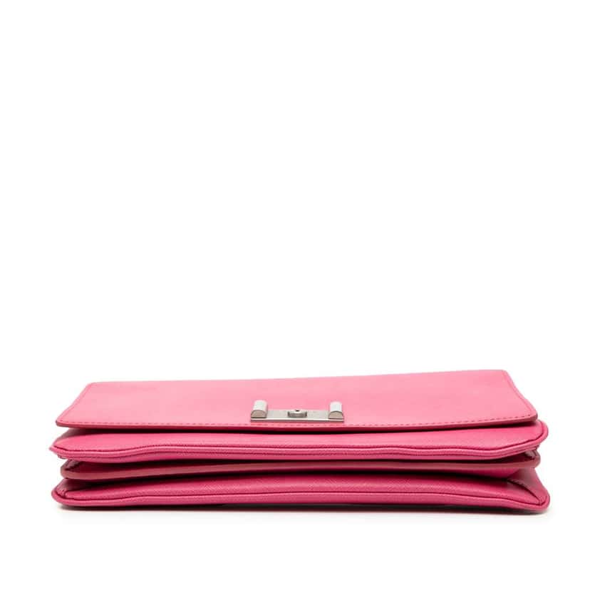Prada Saffiano Lux Lock Chain Flap Pink Leather Very good condition - Inside View