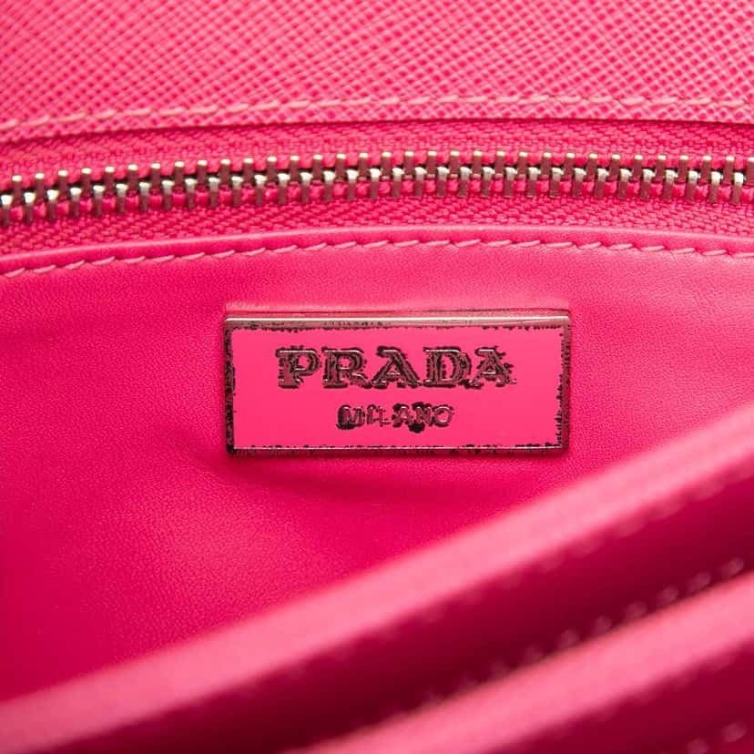 Prada Saffiano Lux Lock Chain Flap Pink Leather Very good condition - Box View
