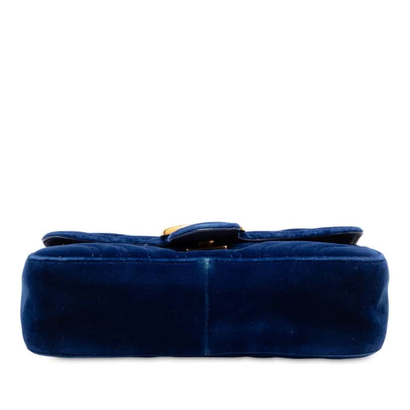 Gucci Small GG Marmont Matelasse Velvet Shoulder Bag Blue Velvet Good condition - Inside View