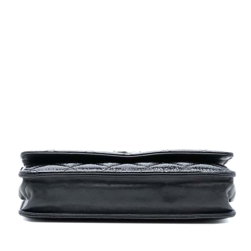 Chanel CC Quilted Shiny Aged Calfskin Wallet On Chain Black Leather Good condition - Inside View