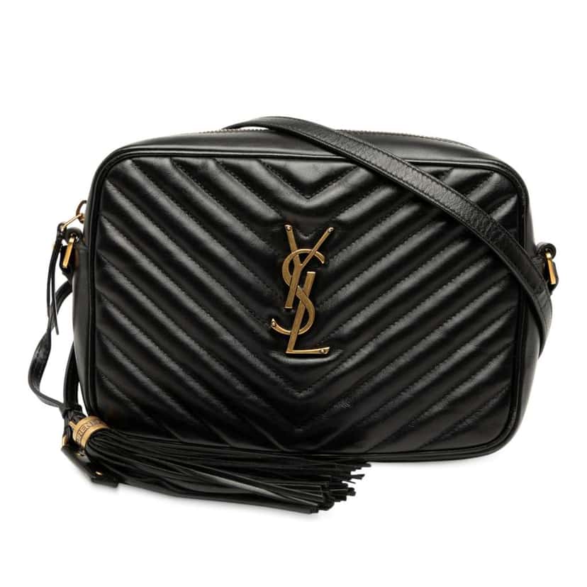 Saint Laurent Matelasse Leather Monogram Lou Camera Bag Black Leather Good condition - Front View