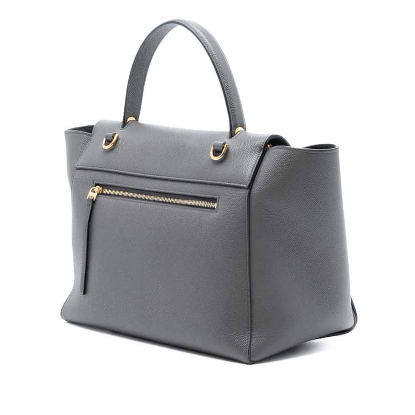 Celine Mini Grained Calfskin Belt Bag Grey Leather Good condition - Back View