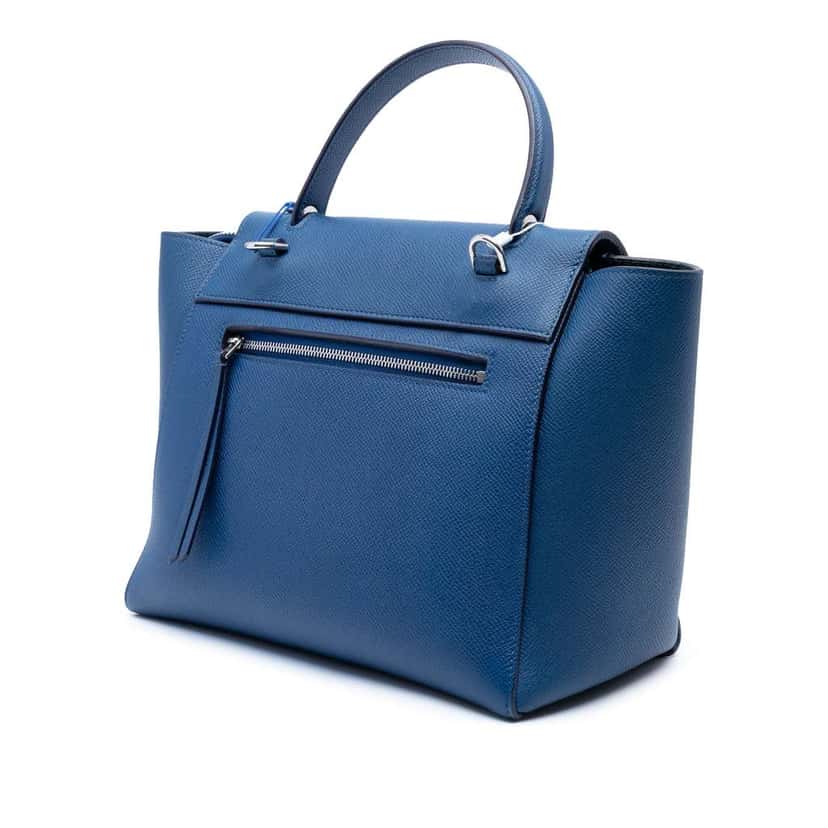 Celine Micro Grained Calfskin Belt Bag Blue Leather Good condition - Back View