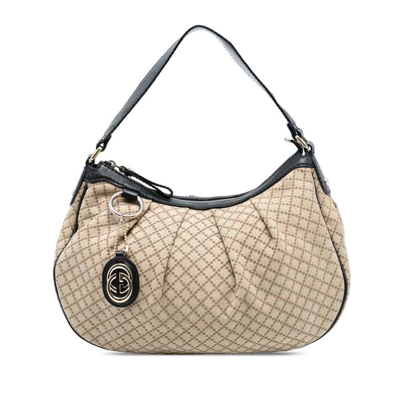 Gucci Diamante Canvas Sukey Shoulder Bag Brown Canvas Good condition - Front View