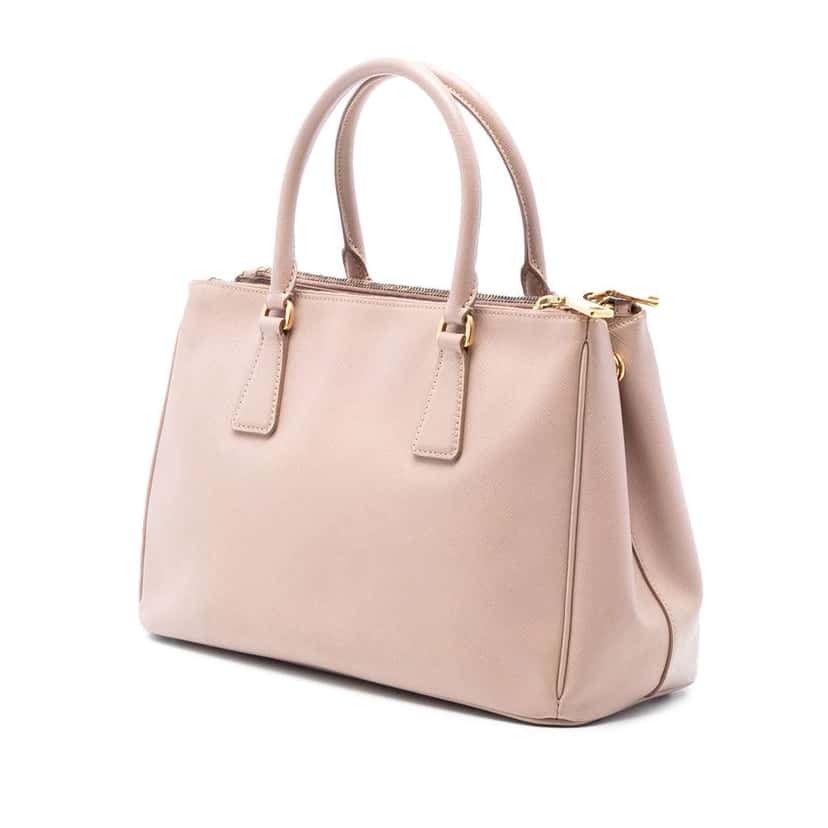 Prada Medium Saffiano Lux Galleria Double Zip Satchel Brown Leather Fair condition - Back View