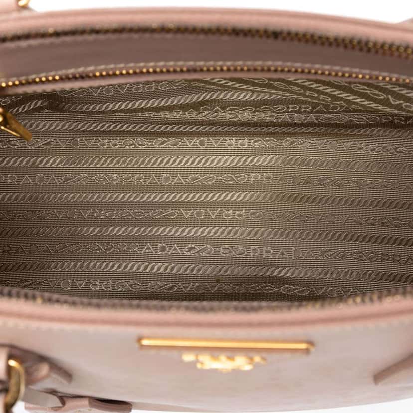 Prada Medium Saffiano Lux Galleria Double Zip Satchel Brown Leather Fair condition - Model View