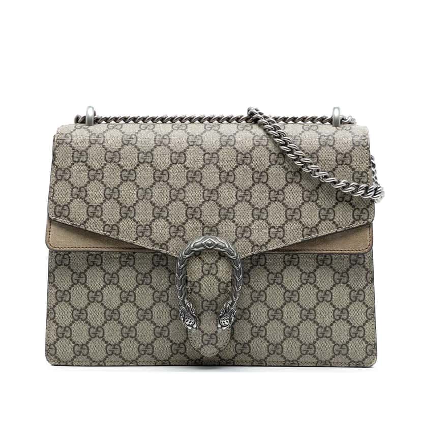 Gucci Medium GG Supreme Dionysus Shoulder Bag Brown Canvas Good condition - Front View