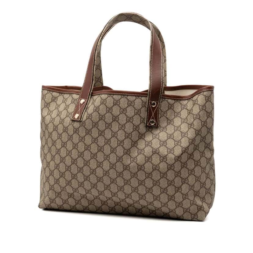 Gucci Medium GG Supreme Web Loop Tote Brown Canvas Good condition - Back View
