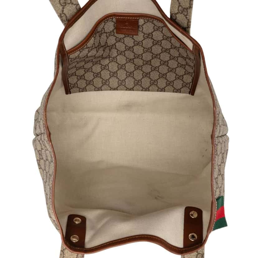 Gucci Medium GG Supreme Web Loop Tote Brown Canvas Good condition - Model View