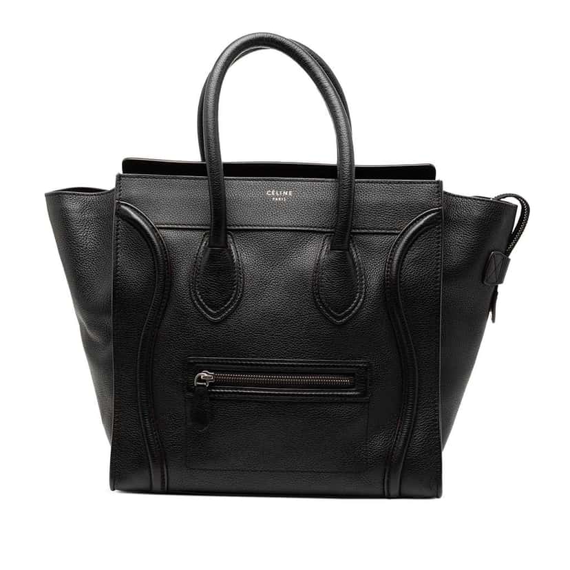 Celine Mini Calfskin Luggage Tote Black Leather Good condition - Front View