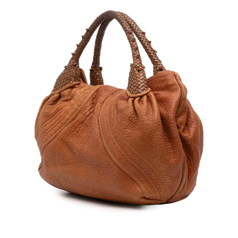 Fendi Large Leather Spy Handbag Brown Leather Good condition - Back View