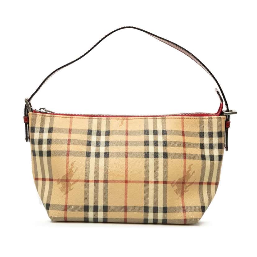 Burberry Haymarket Check Coated Canvas Handbag Brown Canvas Good condition - Front View