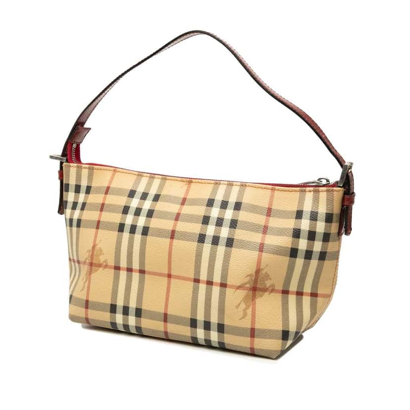 Burberry Haymarket Check Coated Canvas Handbag Brown Canvas Good condition - Back View