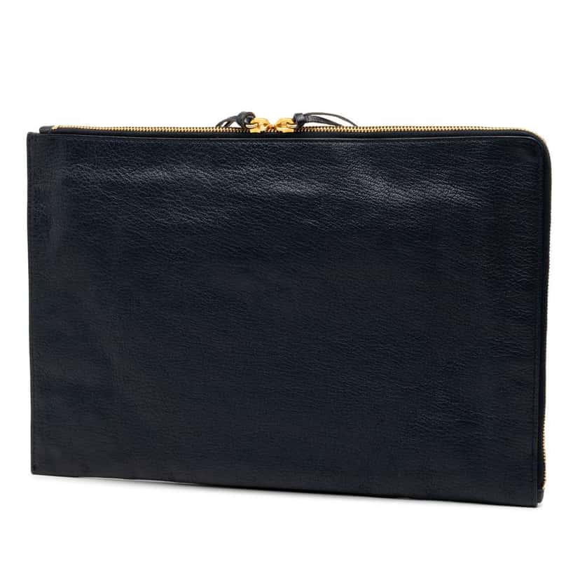 Balenciaga Chevre Motocross Classic Metallic Edge Clutch Blue Leather Good condition - Back View
