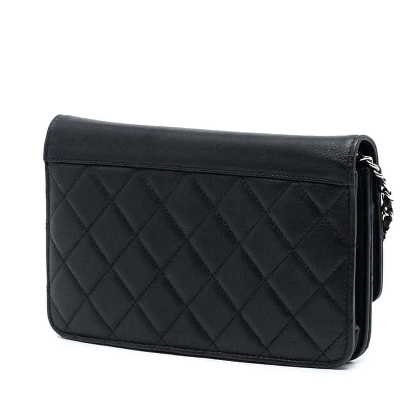 Chanel Quilted Calfskin Urban Companion Wallet on Chain Black Leather Good condition - Back View
