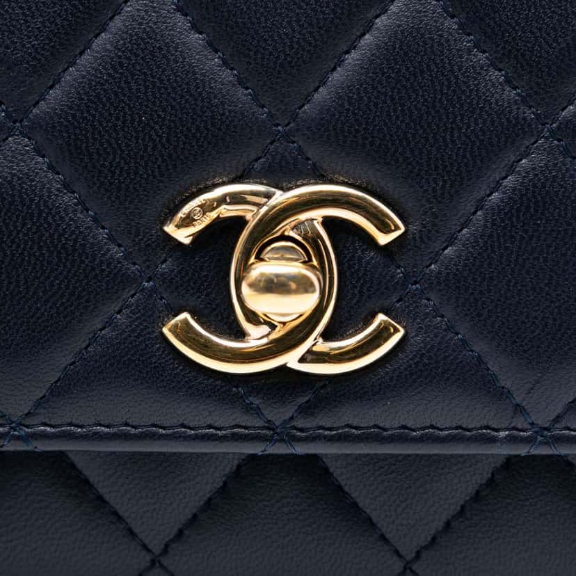 Chanel Lambskin Trendy CC Wallet On Chain Blue Leather Good condition - Box View